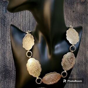 VTG Southwestern Cowboy Core Silvertone Concho Necklace Hat Band